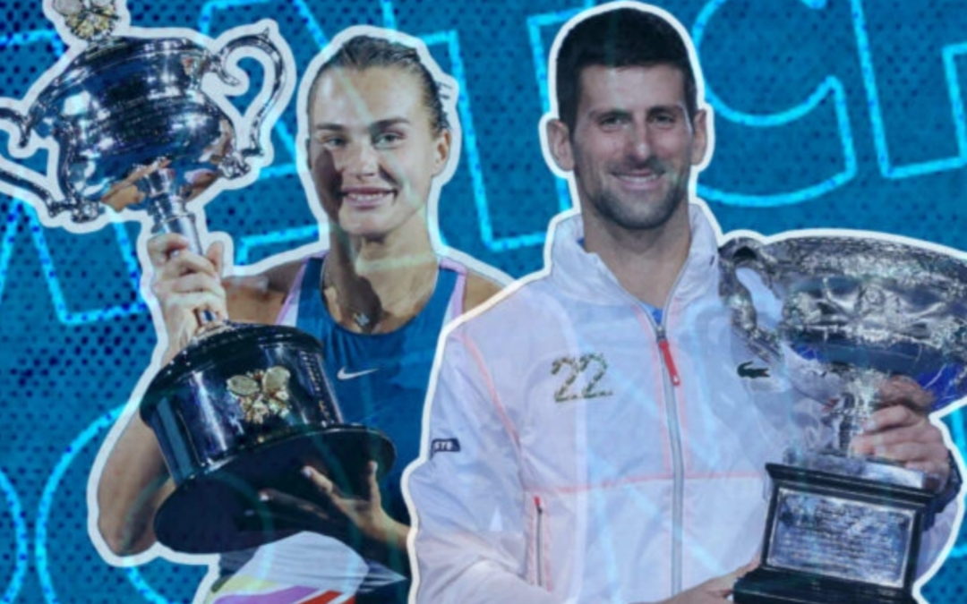 Djoker dominates in winning Aussie #10, while Aryna gets her elusive 1st major. Lots of mixed messages in this one, as ’23 starts out a little crazy!